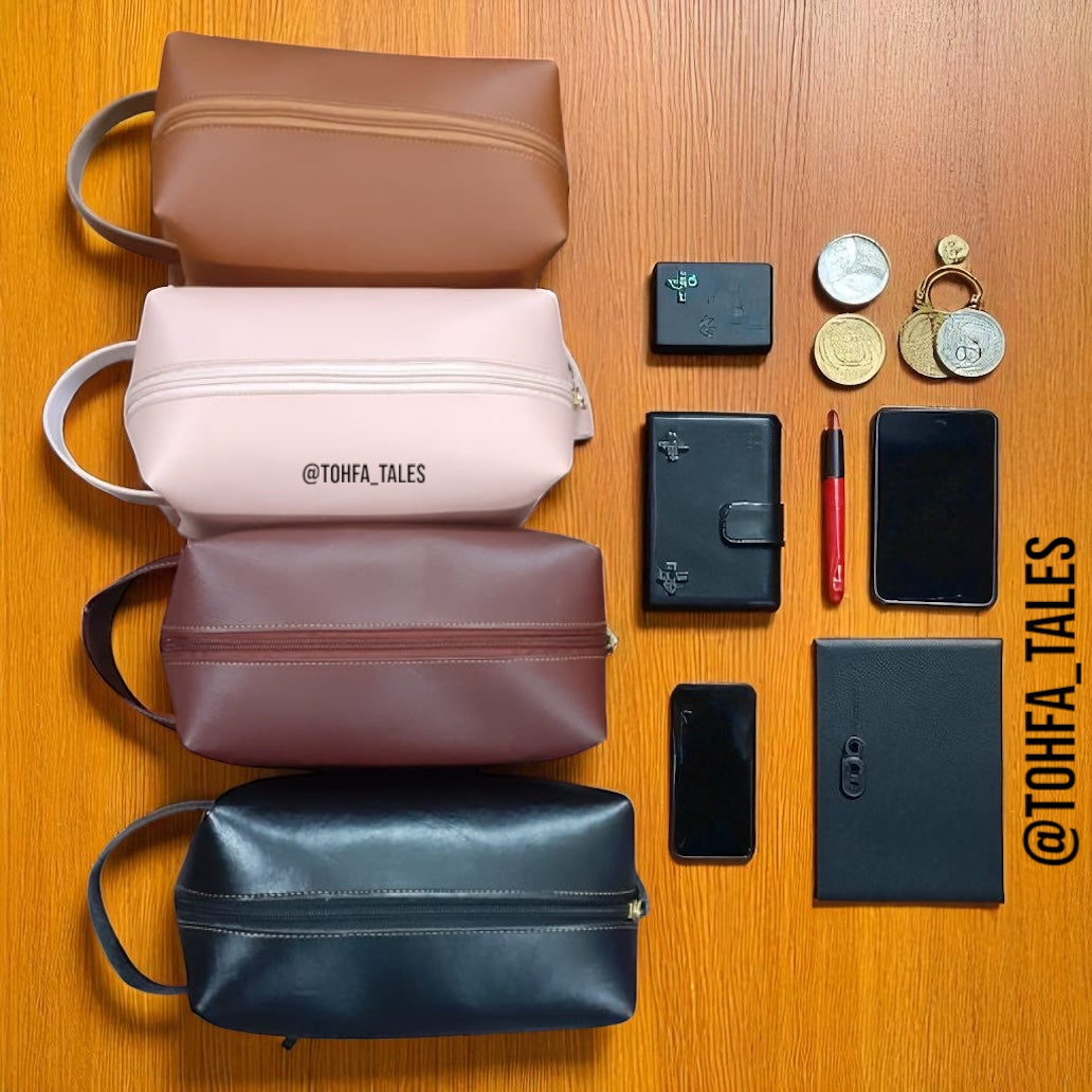 Unisex Personalised Vegan Leather Pouch – Custom Name Travel & Everyday Organiser