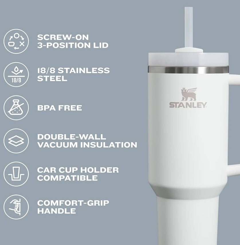 Stanley Quencher Tumbler with Handle and Straw 30 oz | Flowstate 3-Position Lid | Cup Holder Compatible for Travel | Insulated Stainless Steel Cup | BPA-Free