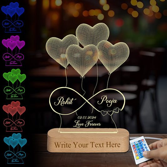 Eternal Love Illuminated: Customizable 3D Lamp for Special Occasions