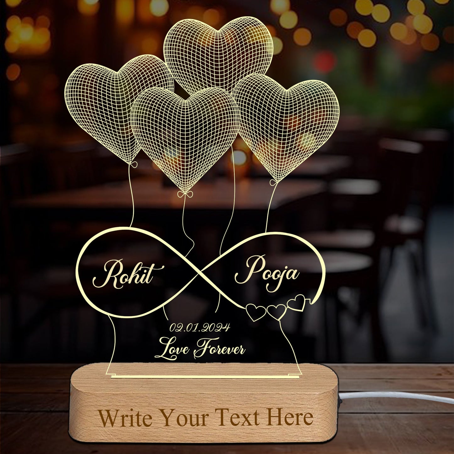 Eternal Love Illuminated: Customizable 3D Lamp for Special Occasions
