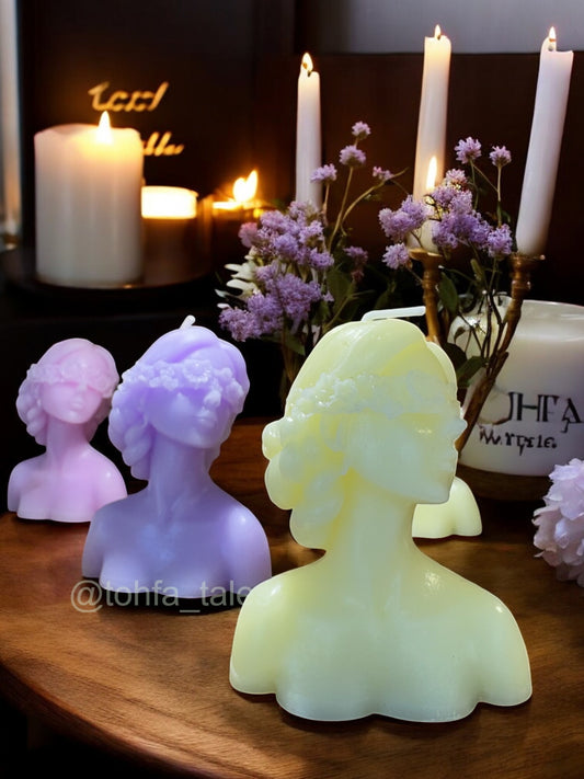 Tohfa Tales Blind Folded Lady Scented Candle – Elegant Aromatherapy for Relaxation