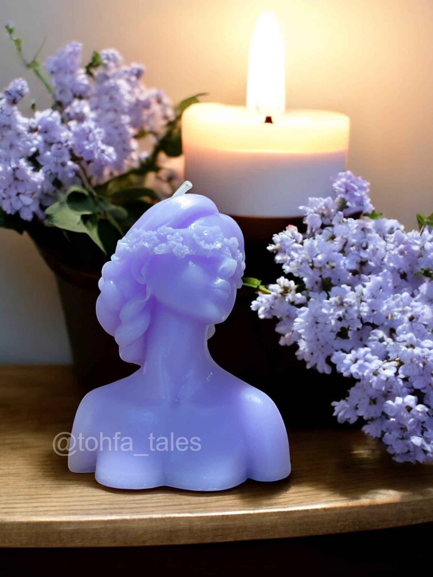 Tohfa Tales Blind Folded Lady Scented Candle – Elegant Aromatherapy for Relaxation